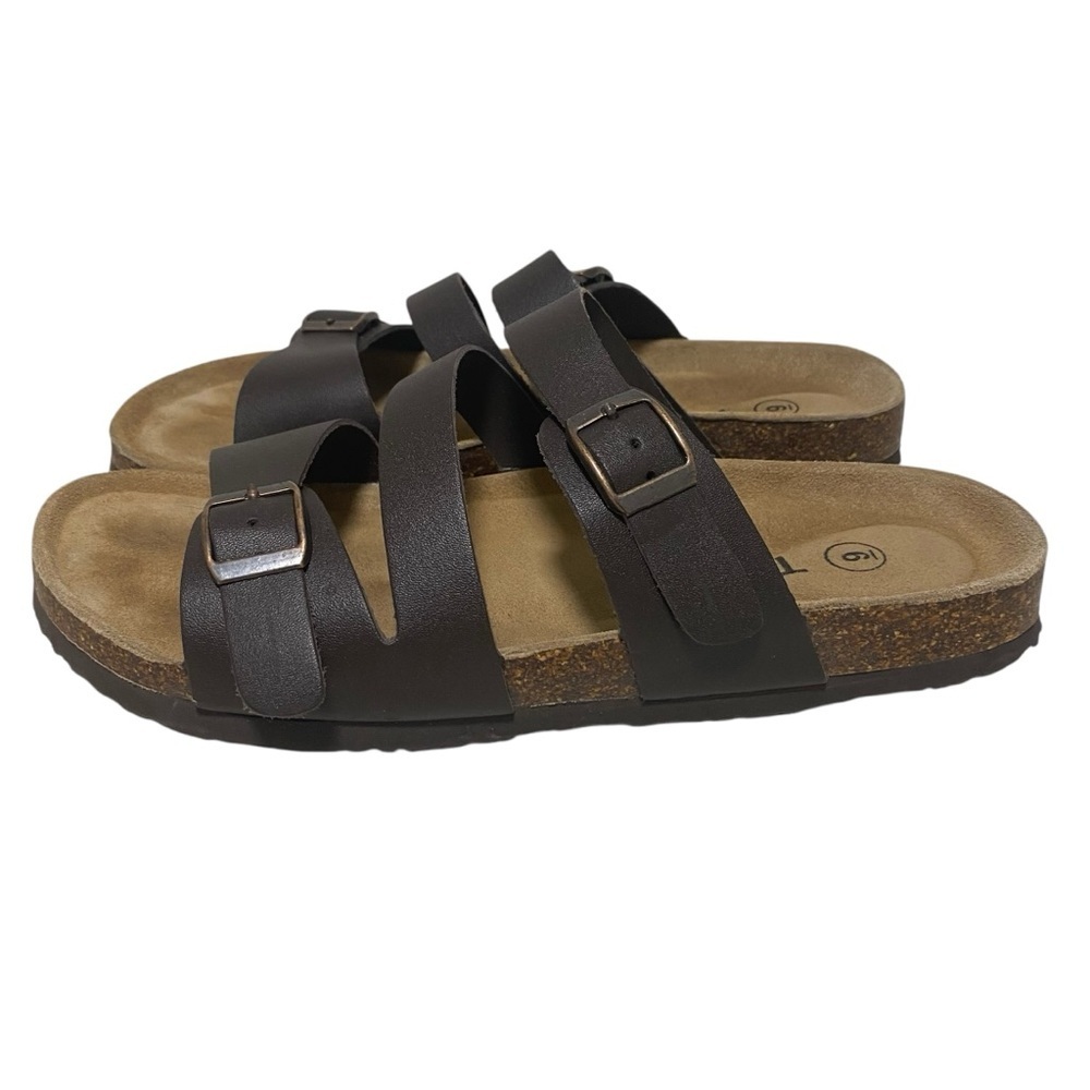 Taxi - Brown Leather Birk-style slip on sandal - 9